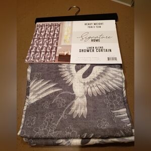 Gray & White Bird Print Shower Curtain